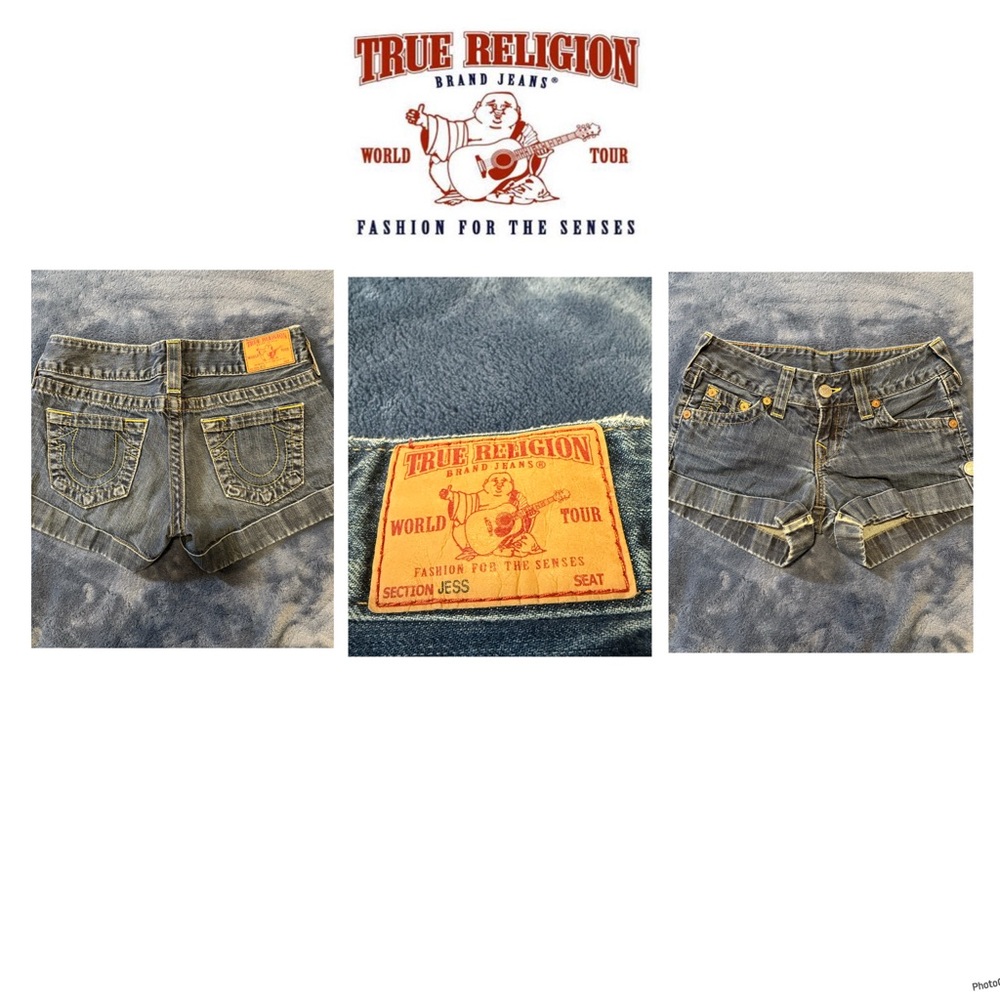 True Religion Dark Blue Denim Cuffed Women's low rise Short shorts - STYLE -JESS